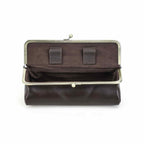 Handmade full-grain oiled leather kiss-lock pencil case