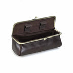 Handmade full-grain oiled leather kiss-lock pencil case