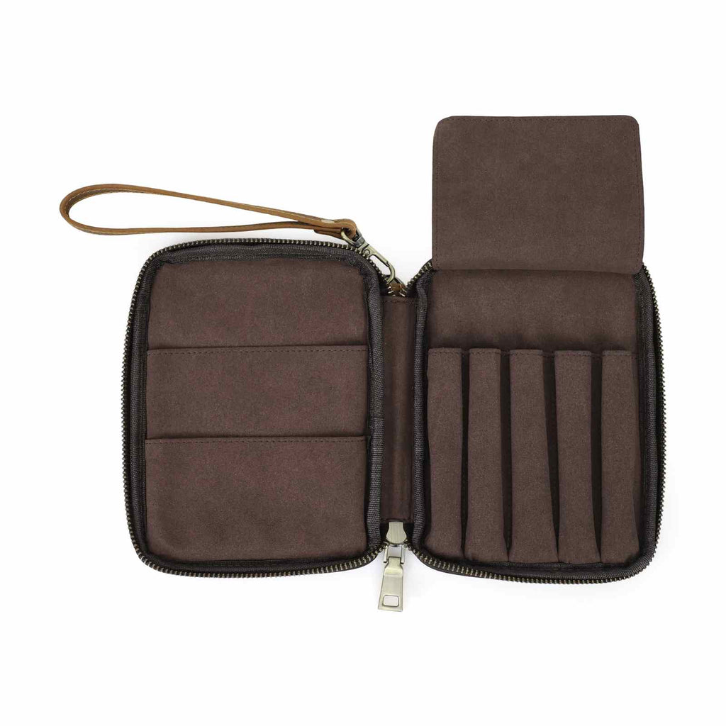 Handmade Full-Grain Leather Stationery Organizer in Coffee - view 2