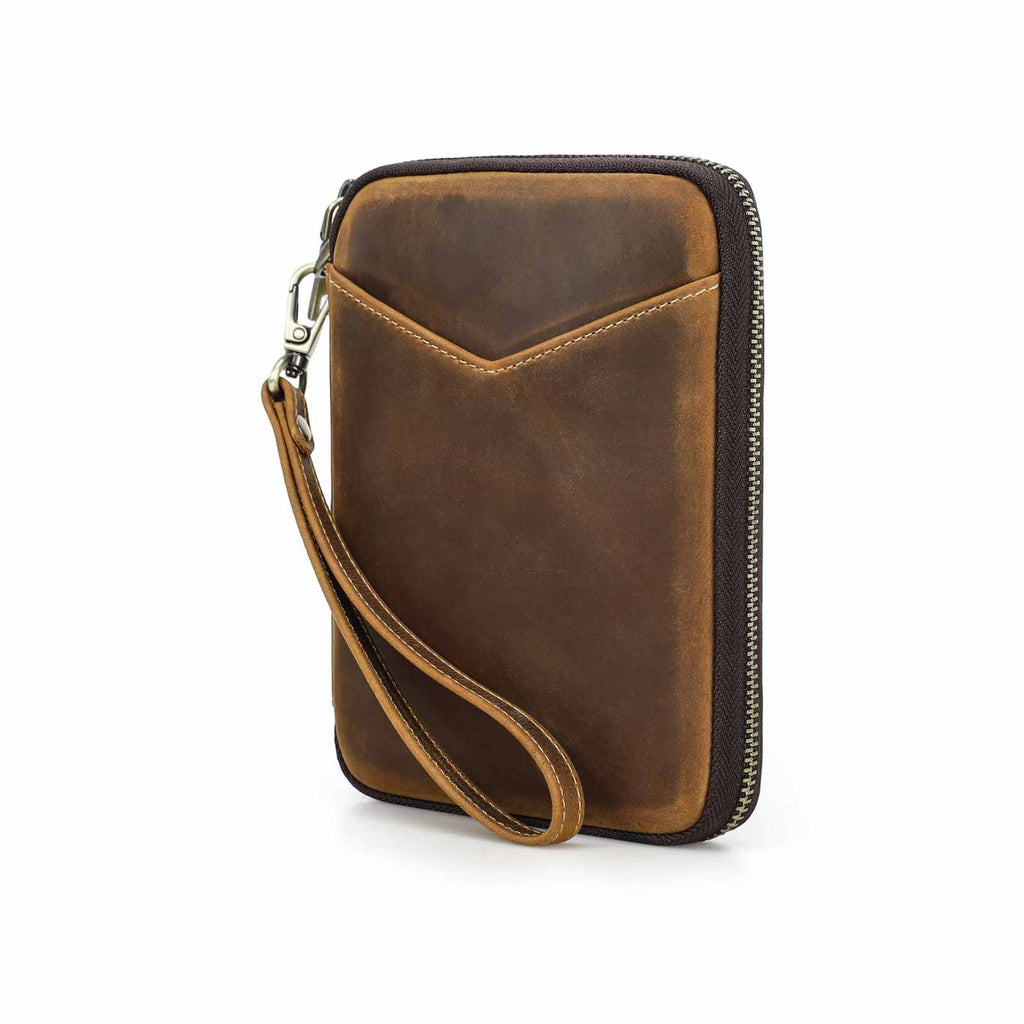 Handmade Full-Grain Leather Stationery Organizer in Coffee - view 5