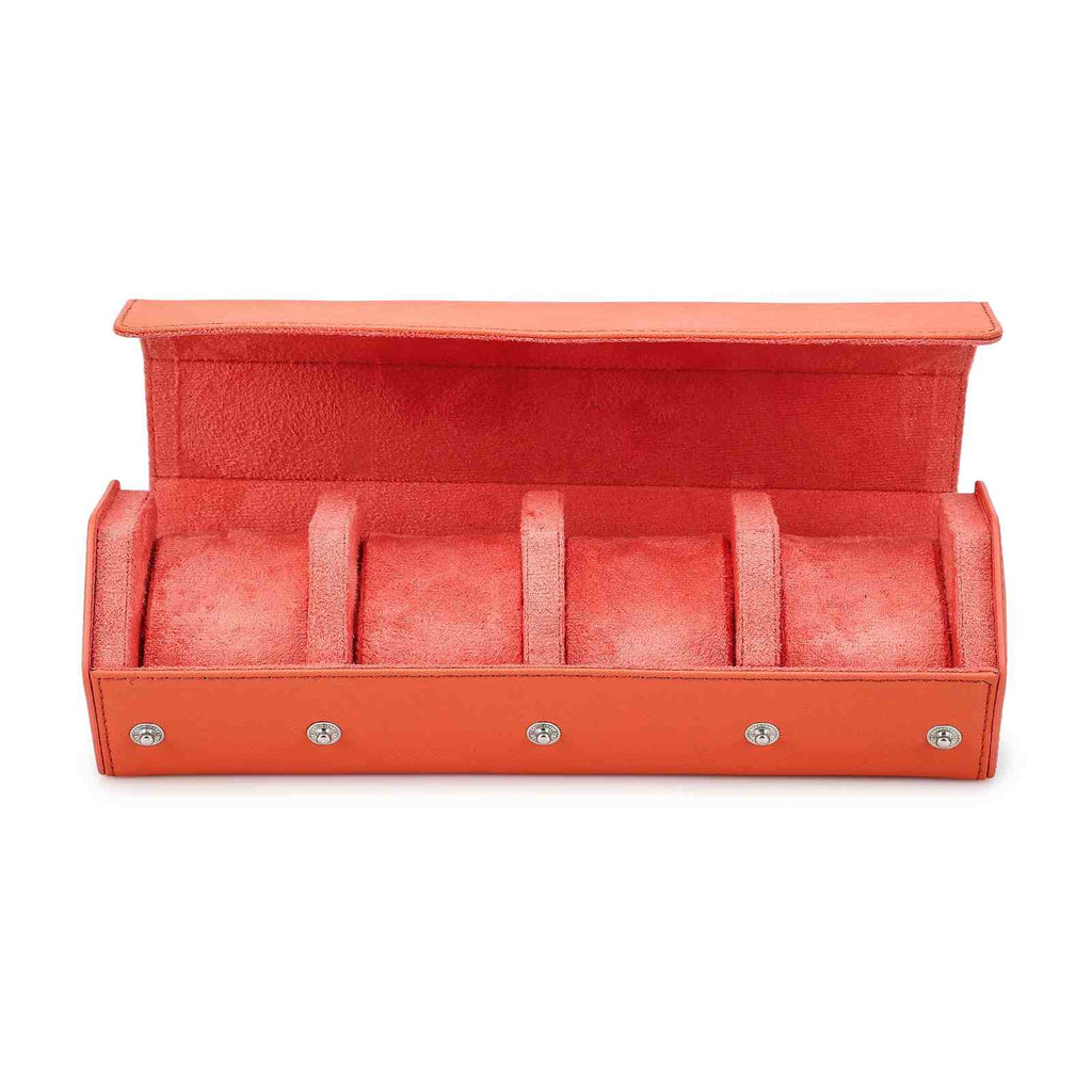 CONTACTS FAMILY 4 Watches Orange Saffiano leather watch case - view 5