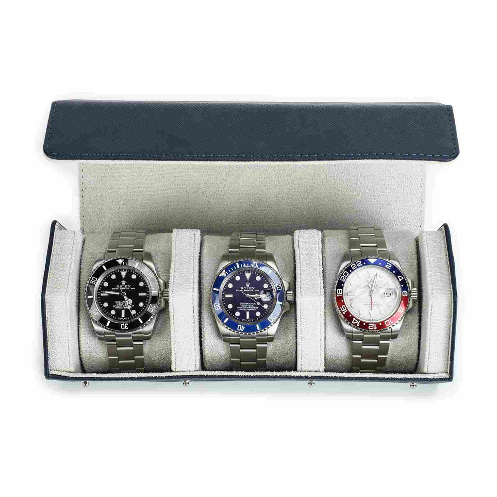 CONTACTS FAMILY 3 Watches Blue Saffiano leather watch case - view 8