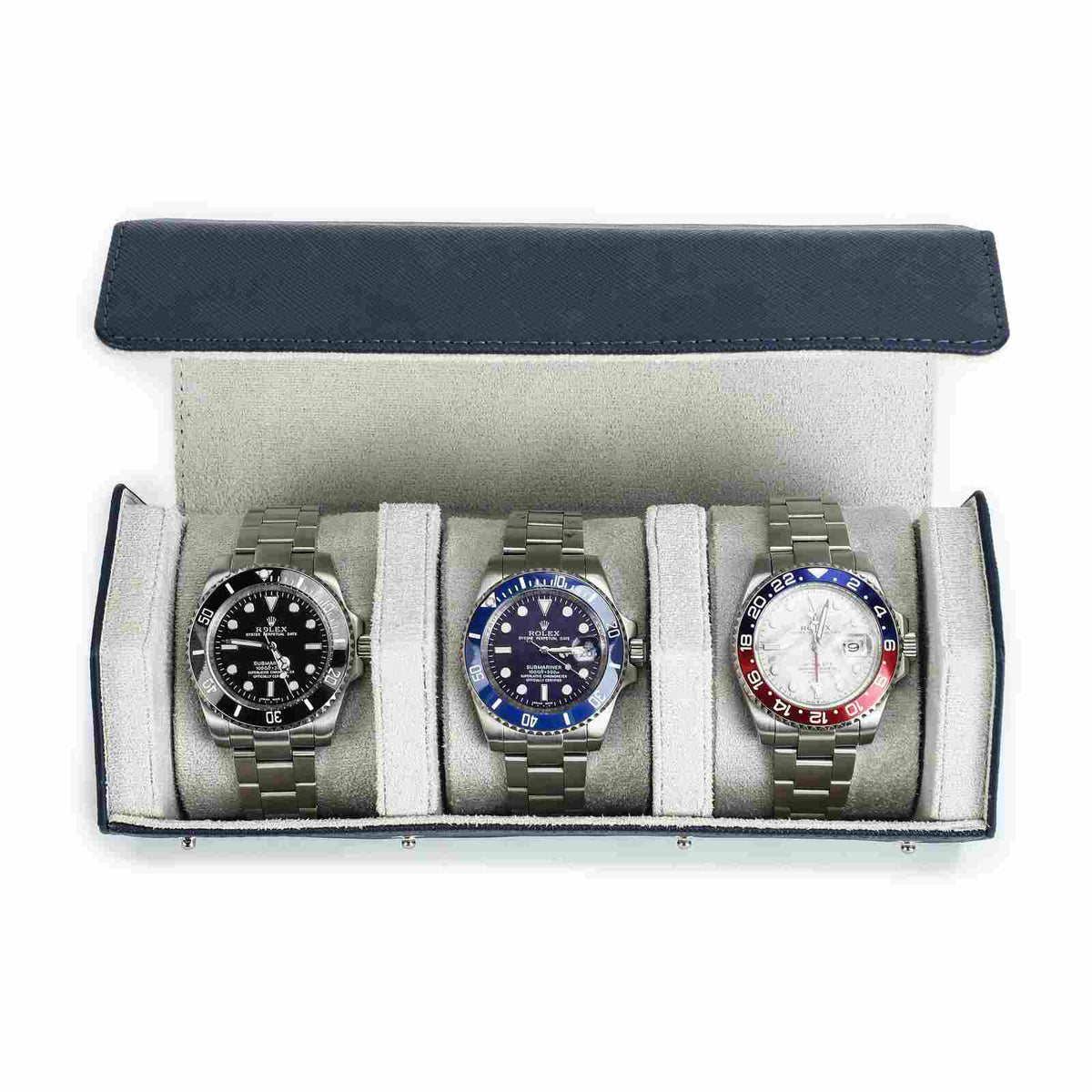 CONTACTS FAMILY 3 Watches Blue Saffiano leather watch case - view 8