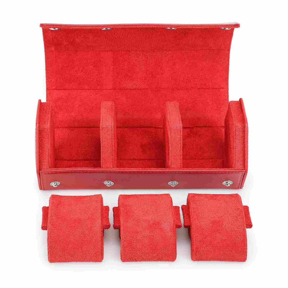 CONTACTS FAMILY 3 Watches Red Saffiano leather watch case - view 5