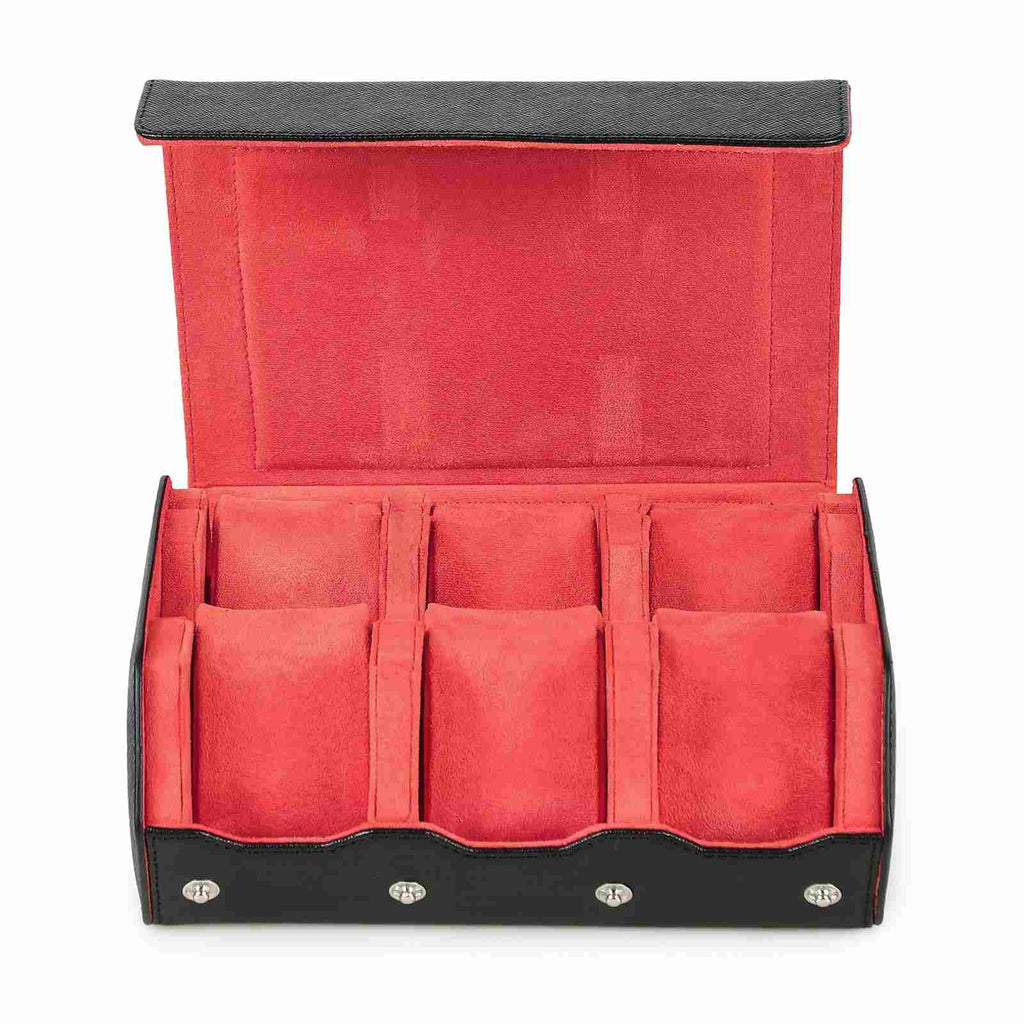 CONTACTS FAMILY 6 Watches Black/Orange Saffiano leather watch case - view 5