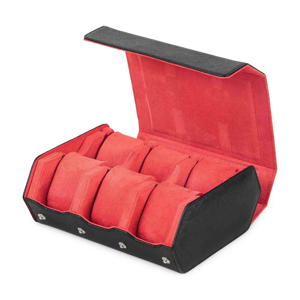 CONTACTS FAMILY 6 Watches Black/Orange Saffiano leather watch case - view 6