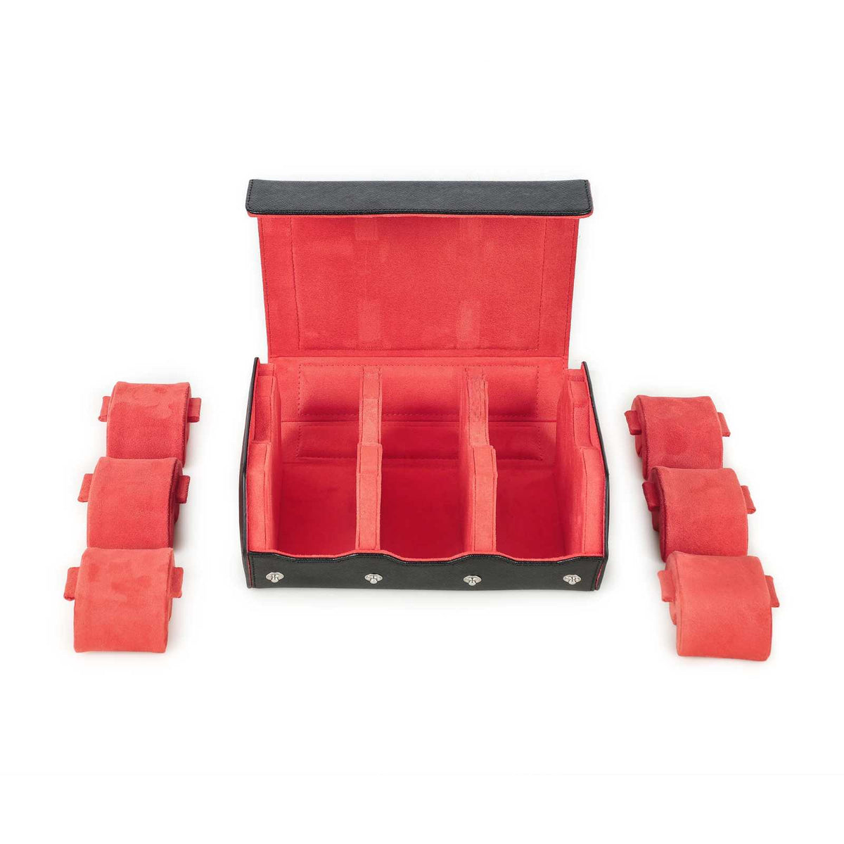 CONTACTS FAMILY 6 Watches Black/Orange Saffiano leather watch case - view 7