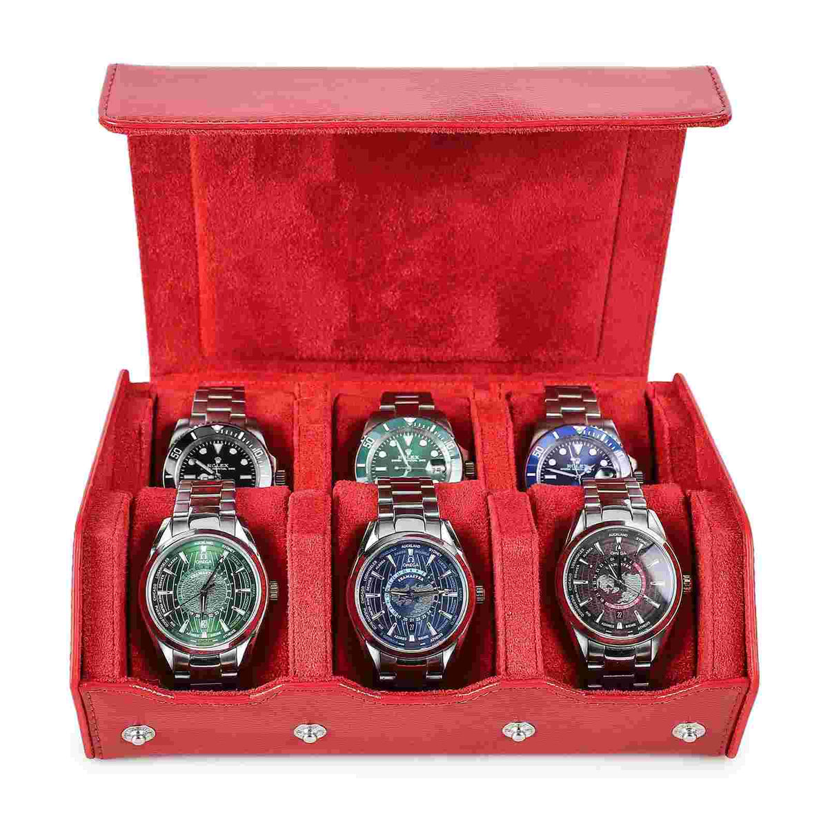 CONTACTS FAMILY 6 Watches Red Saffiano leather watch case - view 8