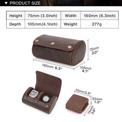 CONTACTS FAMILY Luxury Genuine Leather Watch Case 1/2/3/4 Slots Watch Roll Box For Rolex Case Holder Men Women Watches Display Organizer Gift