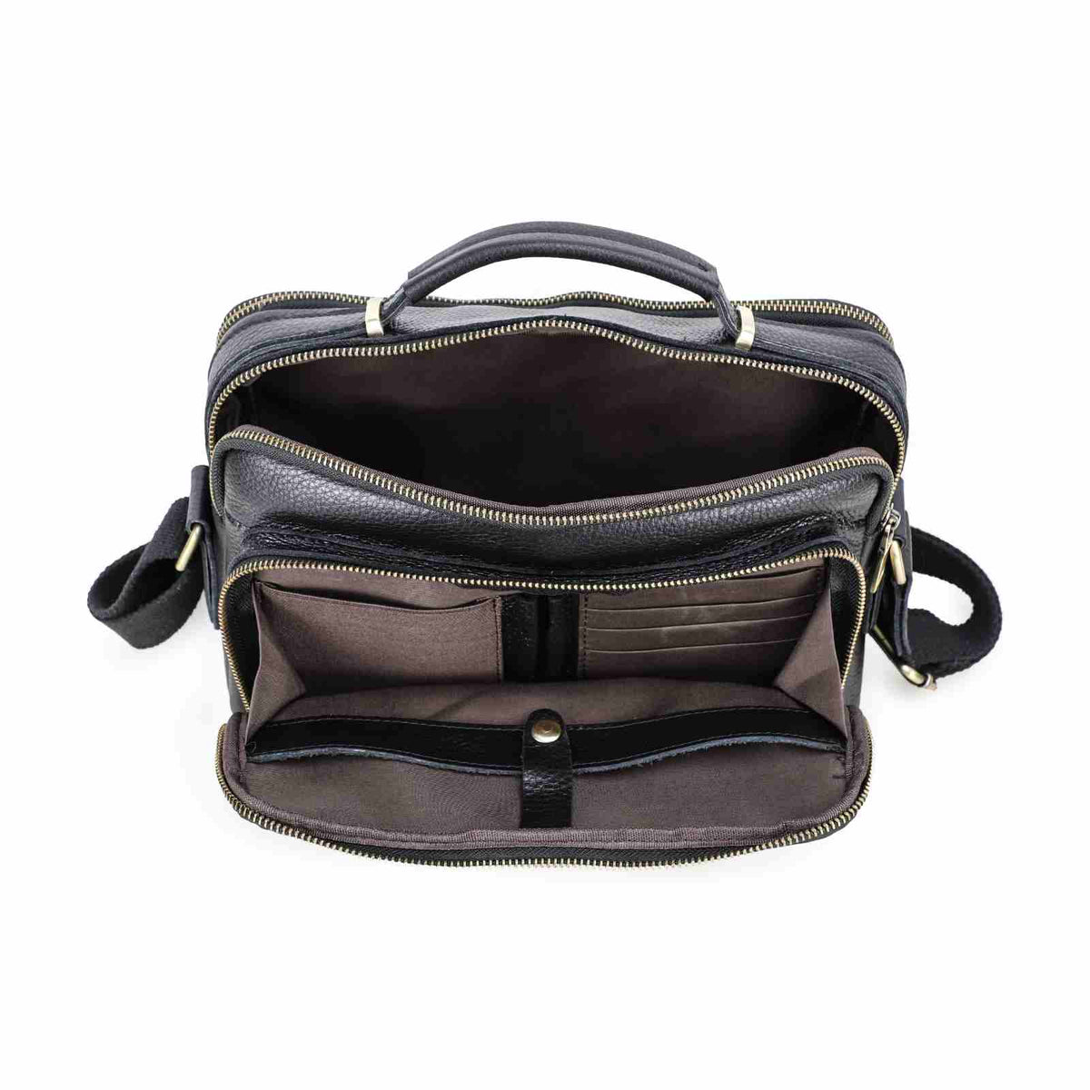 Handmade Full-Grain Leather 8.3-Inch Tablet Crossbody Bag in Black - view 2