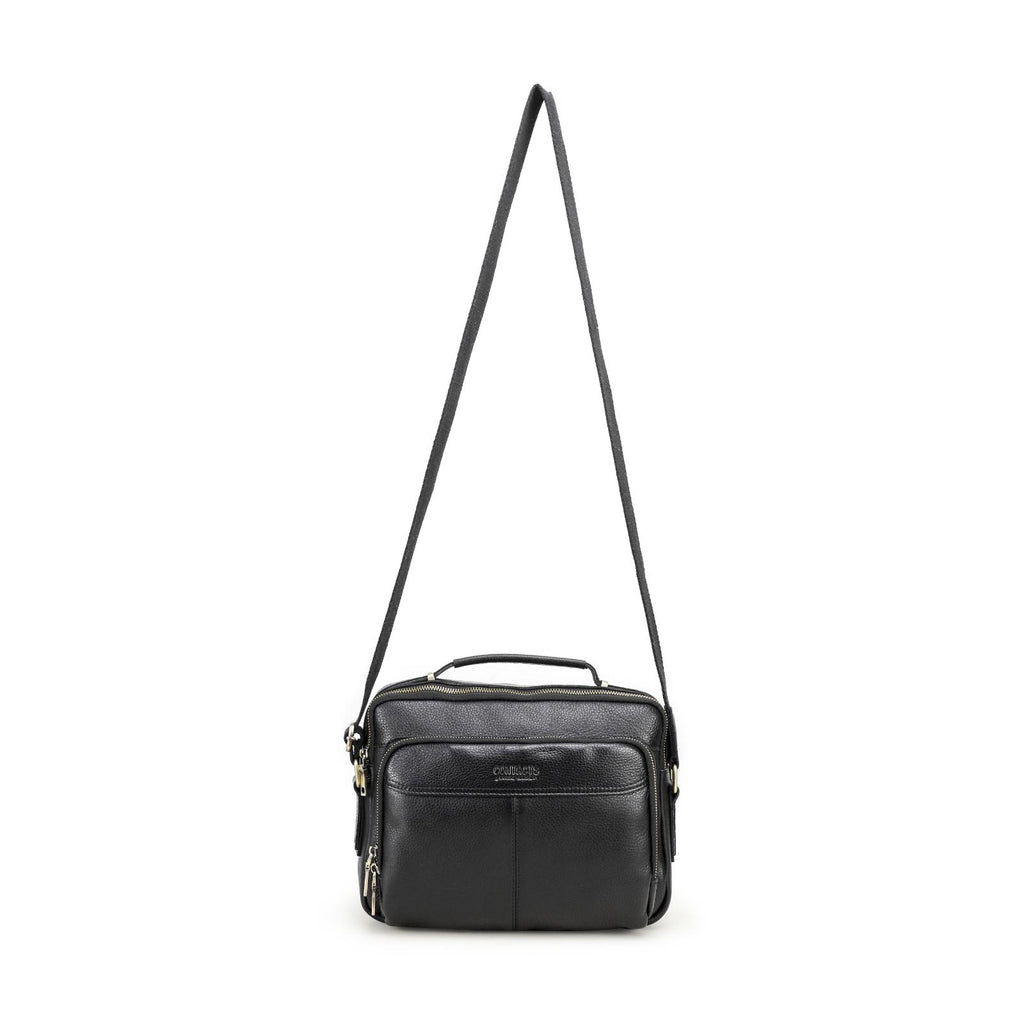 Handmade Full-Grain Leather 8.3-Inch Tablet Crossbody Bag in Black - view 9