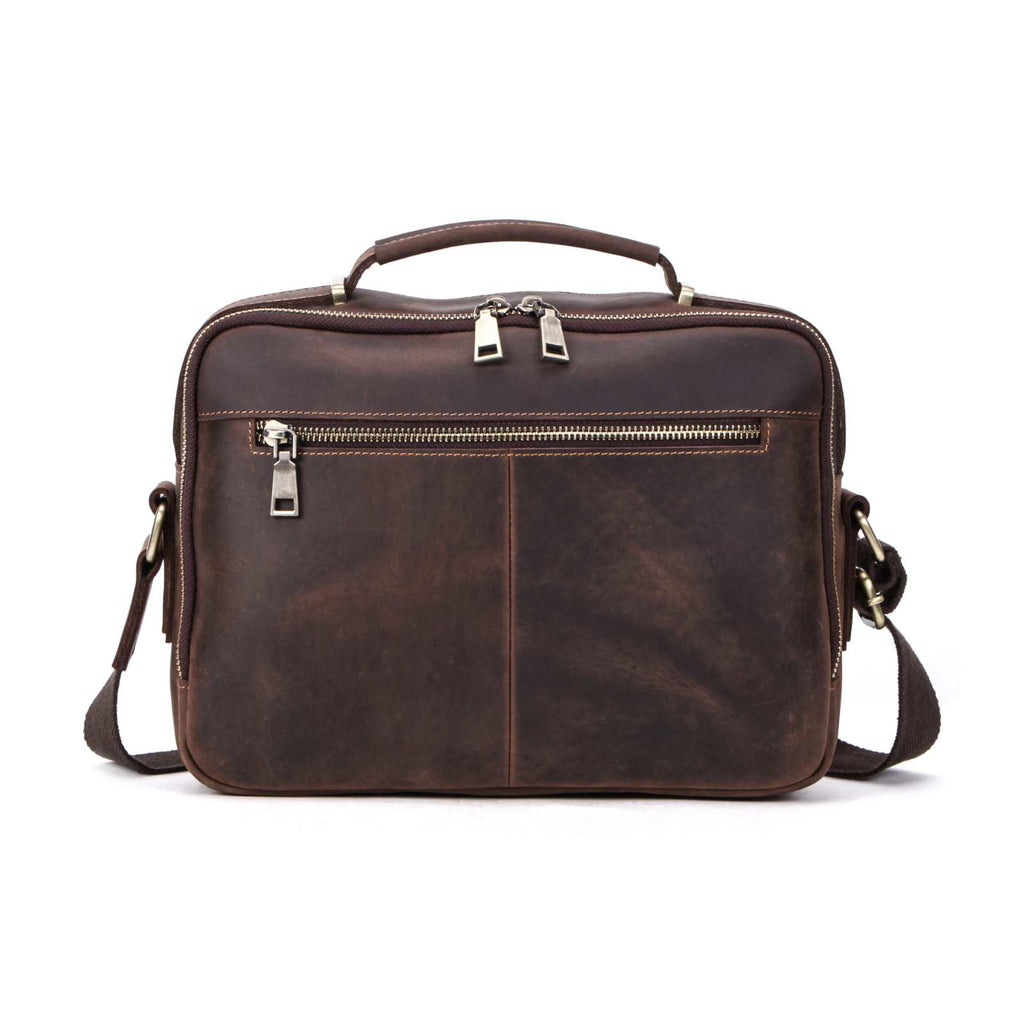 Handmade Full-Grain Leather 8.3-Inch Tablet Crossbody Bag in Coffee - view 7