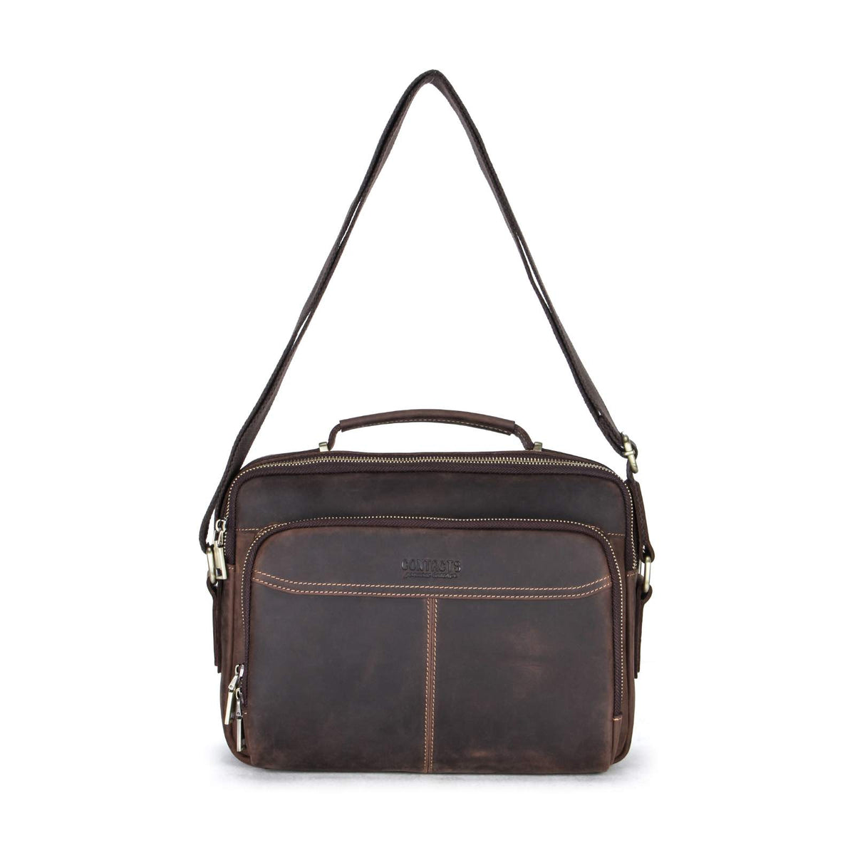 Handmade Full-Grain Leather 8.3-Inch Tablet Crossbody Bag in Coffee - view 10