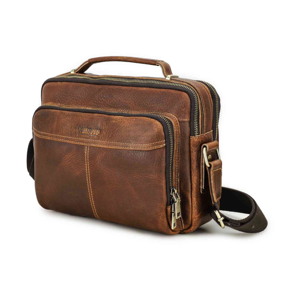 Handmade Full-Grain Leather 8.3-Inch Tablet Crossbody Bag in Brown - view 5