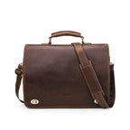 Handmade Full-Grain Leather 15.4-Inch Laptop Briefcase in Red Brown - view 3