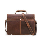 Handmade Full-Grain Leather 15.4-Inch Laptop Briefcase in Red Brown - view 4