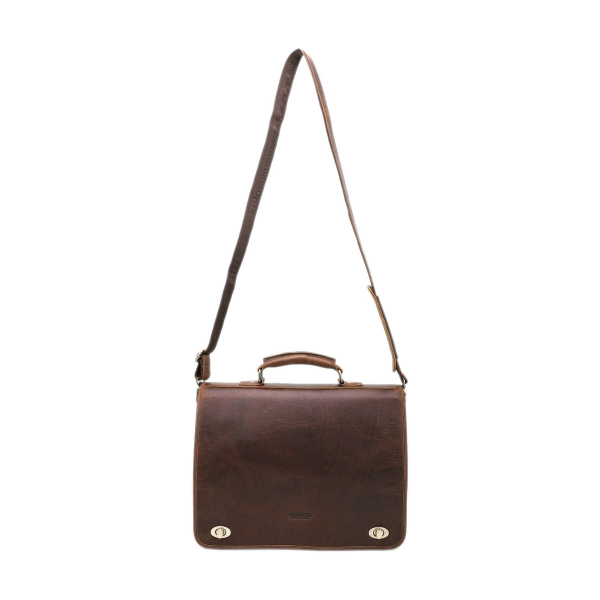 Handmade Full-Grain Leather 15.4-Inch Laptop Briefcase in Red Brown - view 6