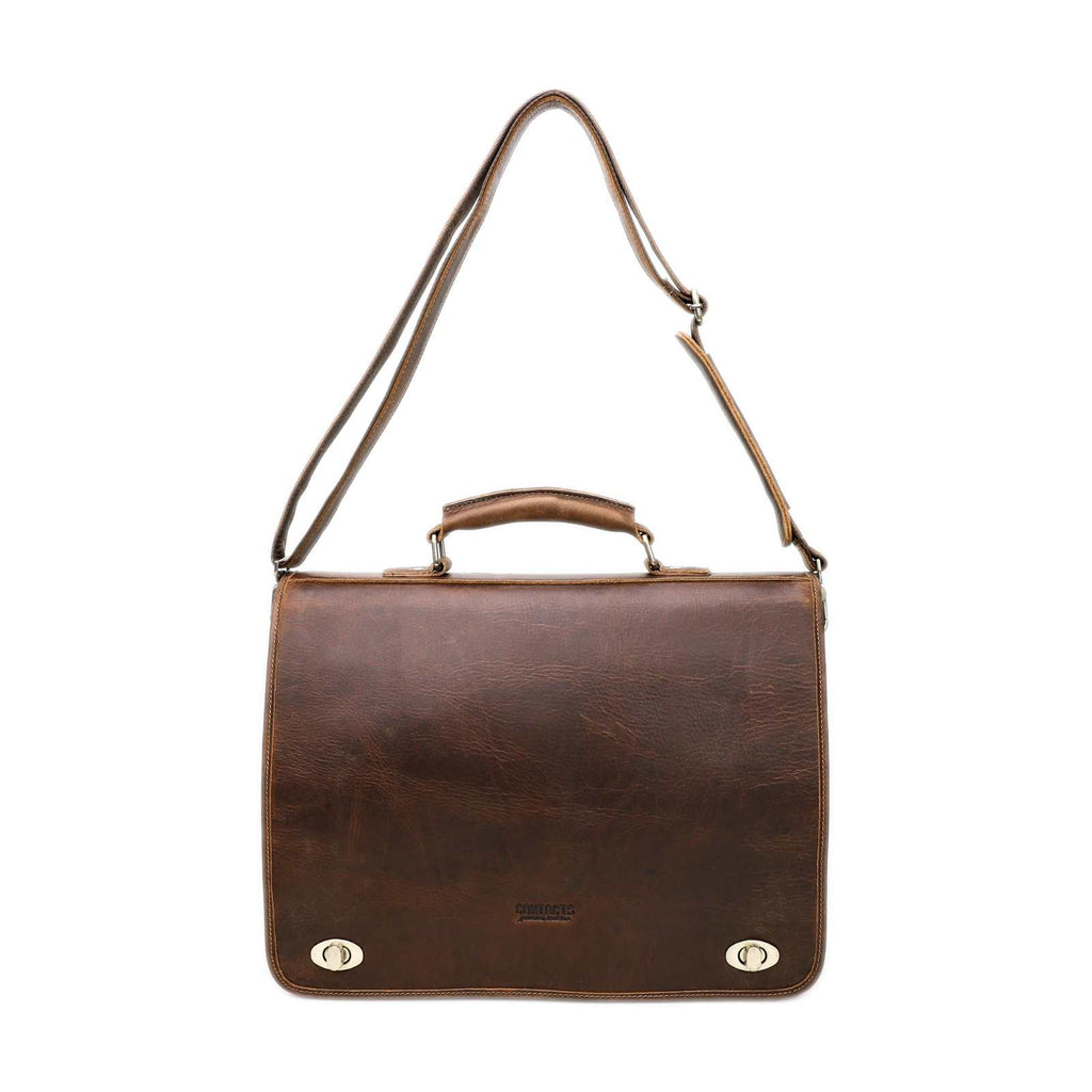Handmade Full-Grain Leather 15.4-Inch Laptop Briefcase in Red Brown - view 7