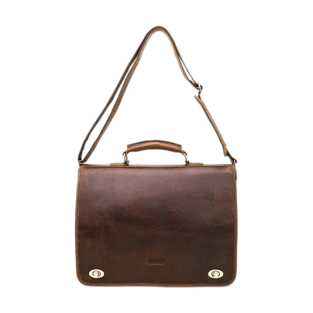 Handmade Full-Grain Leather 15.4-Inch Laptop Briefcase in Red Brown - view 7