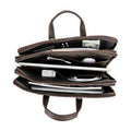 Handmade Full-Grain Leather 16-Inch Triple-Compartment Laptop Briefcase in Red Coffee - view 1
