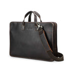 Handmade Full-Grain Leather 16-Inch Triple-Compartment Laptop Briefcase in Red Coffee - view 4