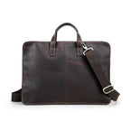 Handmade Full-Grain Leather 16-Inch Triple-Compartment Laptop Briefcase in Red Coffee - view 5