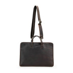 Handmade Full-Grain Leather 16-Inch Triple-Compartment Laptop Briefcase in Red Coffee - view 8
