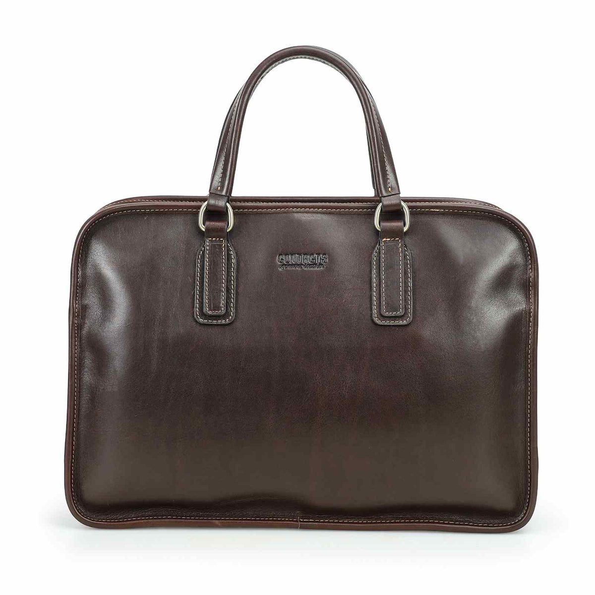 Handmade Full-Grain Pull-Up Leather Laptop Briefcase — Small — 14-Inch Laptop — view 3