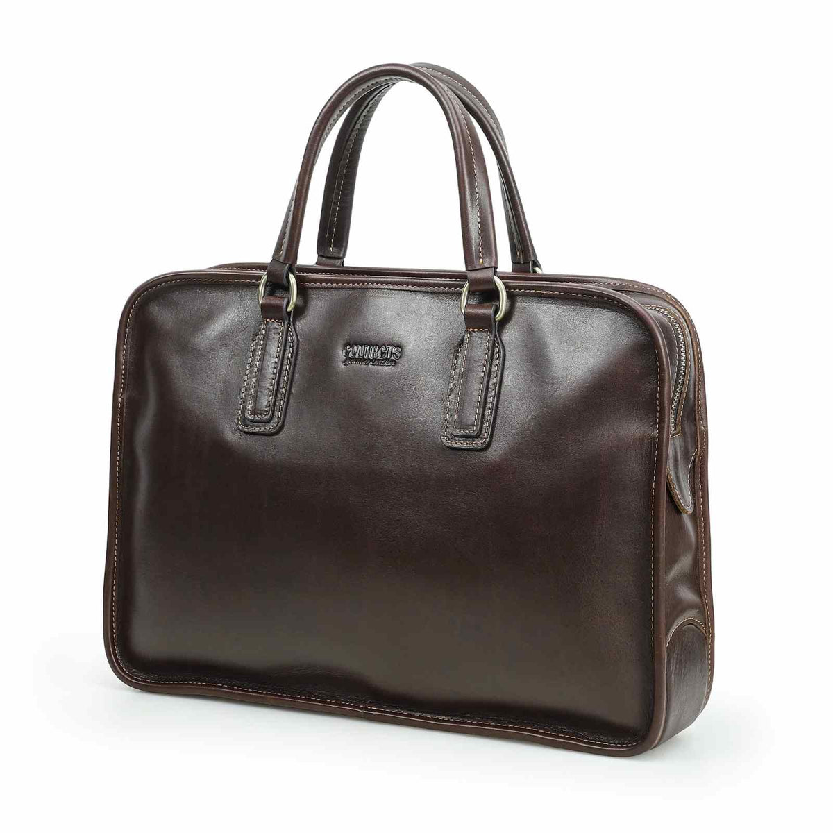 Handmade Full-Grain Pull-Up Leather Laptop Briefcase — Small — 14-Inch Laptop — view 4