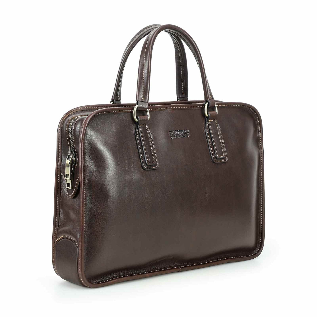 Handmade Full-Grain Pull-Up Leather Laptop Briefcase — Small — 14-Inch Laptop — view 5