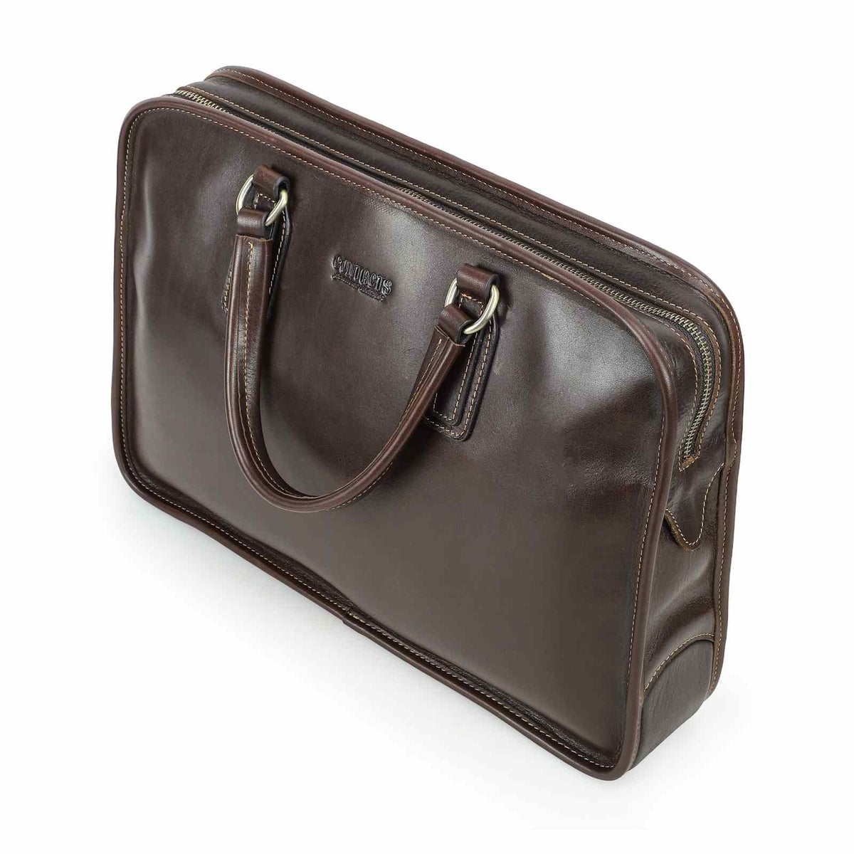 Handmade Full-Grain Pull-Up Leather Laptop Briefcase — Small — 14-Inch Laptop — view 9