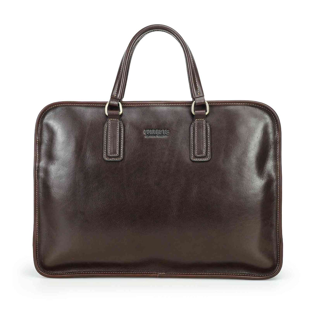 Handmade Full-Grain Pull-Up Leather Laptop Briefcase — Large — 16-Inch Laptop — view 3