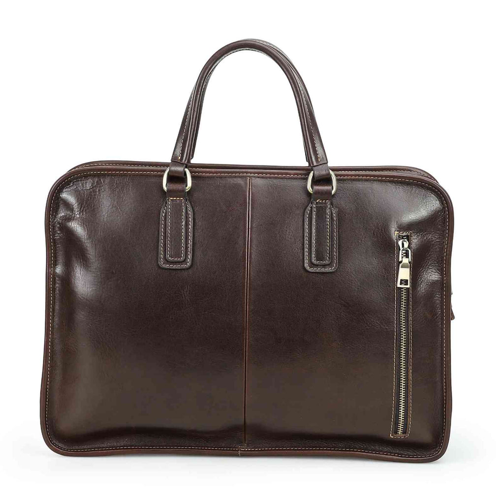 Handmade Full-Grain Pull-Up Leather Laptop Briefcase — Large — 16-Inch Laptop — view 6