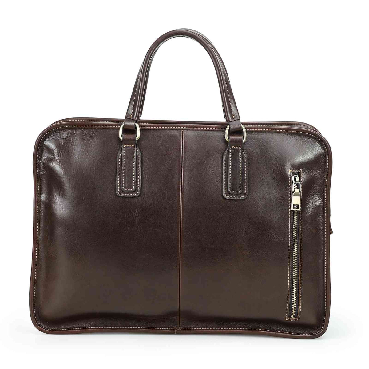 Handmade Full-Grain Pull-Up Leather Laptop Briefcase — Large — 16-Inch Laptop — view 6