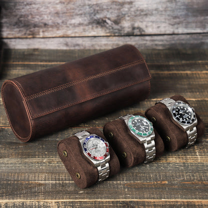 CONTACTS FAMILY Genuine Leather Watch Case Men Watch Roll Box Storage Jewelry Organizer Women Watches for Rolex Watches