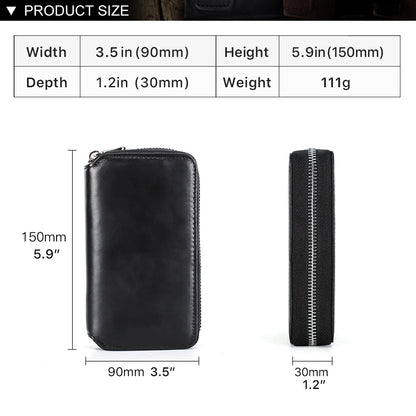 CONTACTS FAMILY Genuine Leather 2 Slot Watch Case Vintage Zipper Watches Box-CF1114