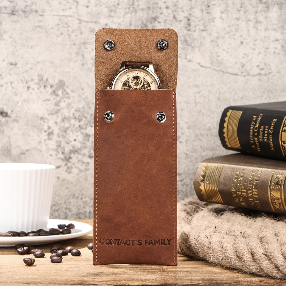 Hasp Leather Case Crazy Horse Leather Boxes for Watch