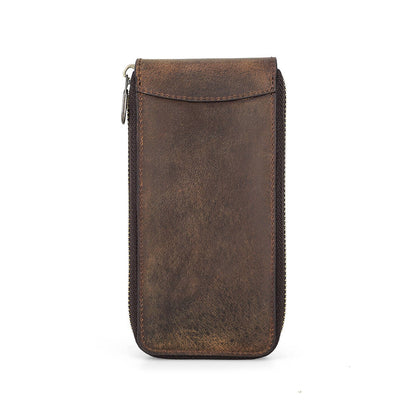 Watch Case Holder Crazy Horse Leather Case 1 Pcs Watch Bag Zipper Travel Storage
