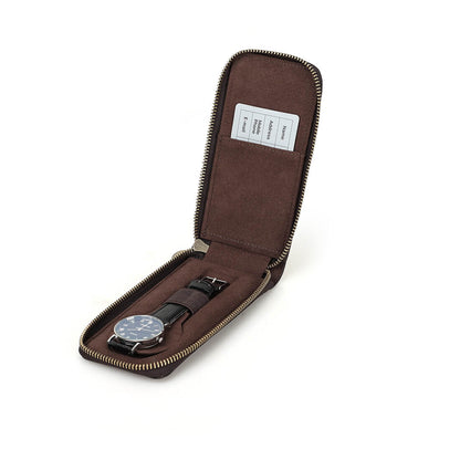 Watch Case Holder Crazy Horse Leather Case 1 Pcs Watch Bag Zipper Travel Storage