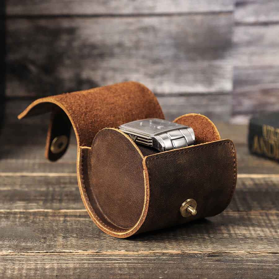 Single Watch Roll Case Genuine Leather Watch Box 1 PCS Watch Slot Cover New Retro Storage for Gift