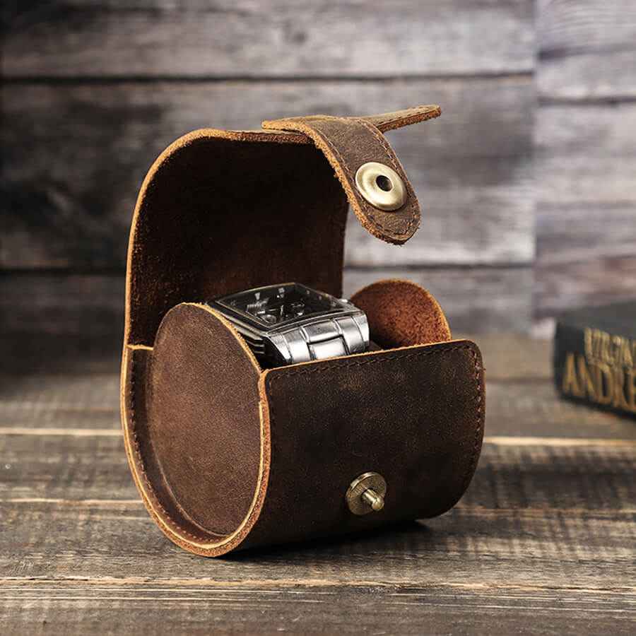 Single Watch Roll Case Genuine Leather Watch Box 1 PCS Watch Slot Cover New Retro Storage for Gift